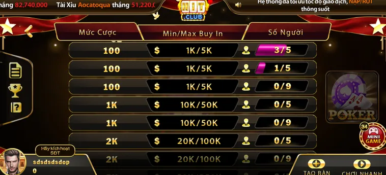 Poker Tại HitClub Trải Nghiệm Đỉnh Cao Với Hệ Thống Cược Siêu Hấp Dẫn Dành Cho Game Thủ