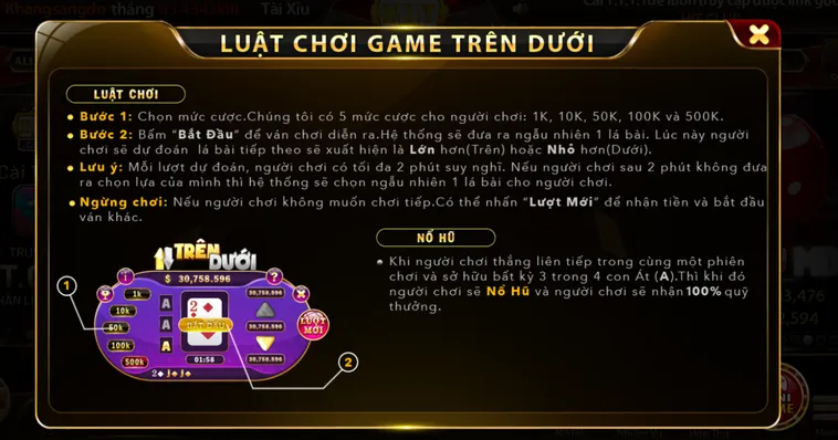 Minigame Trên Dưới Tại HitClub Sân Chơi Đẳng Cấp Với Tỷ Lệ Chiến Thắng Cực Cao