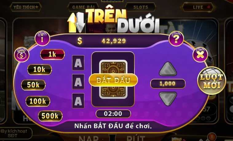 Minigame Trên Dưới Tại HitClub Sân Chơi Đẳng Cấp Với Tỷ Lệ Chiến Thắng Cực Cao